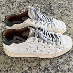 P448  Jack Style White and Green Sneakers